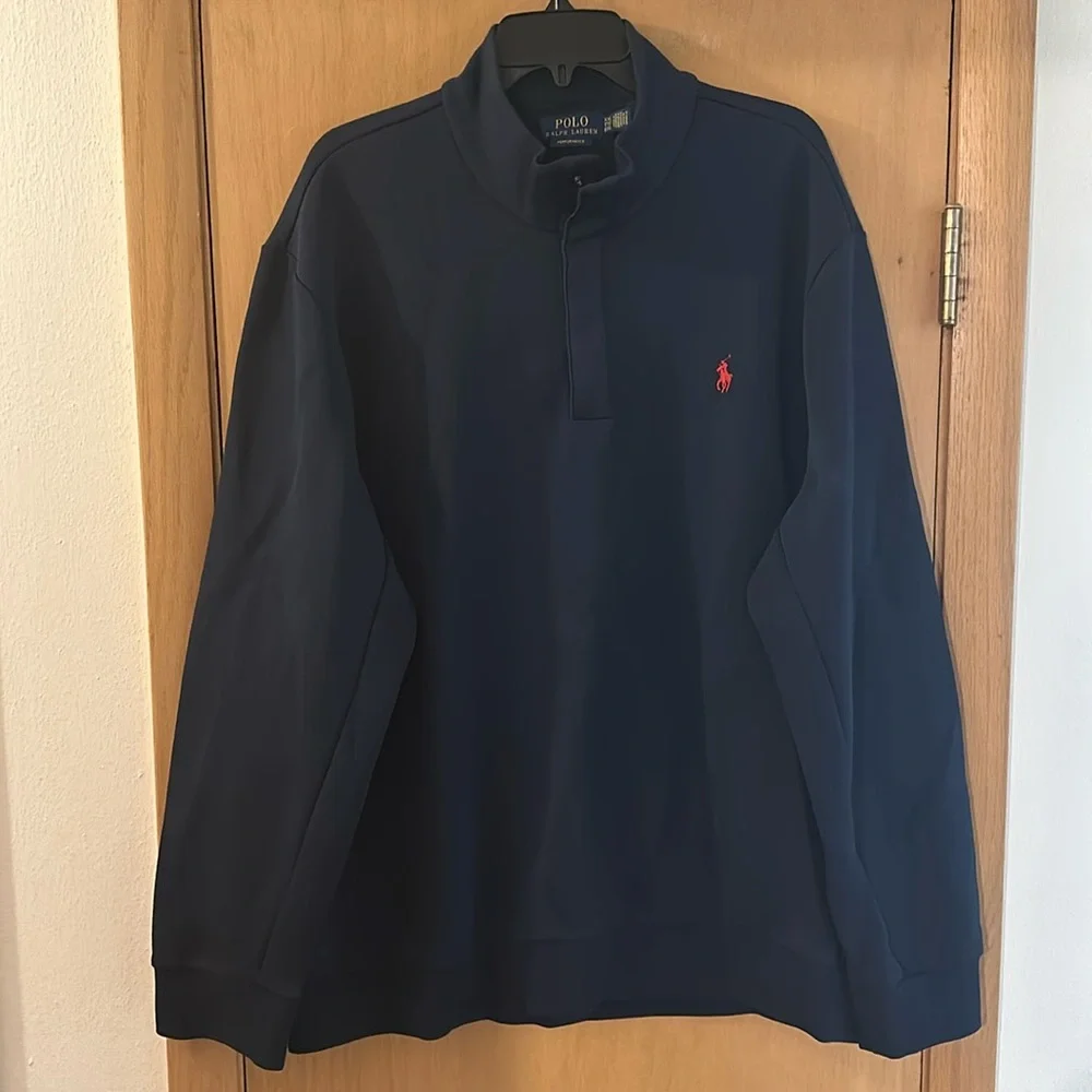 Polo Ralph Lauren Men’s Performance Snap Neck Pullover Sweatshirt Blue Size XXL